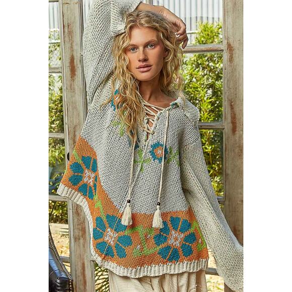 POL Chenille Sweater with Floral Detail - Picture 2 of 4